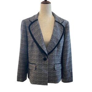 Jones Studio Separates Sz 14 Jacket Blazer Sleeves Shortened Black White Check